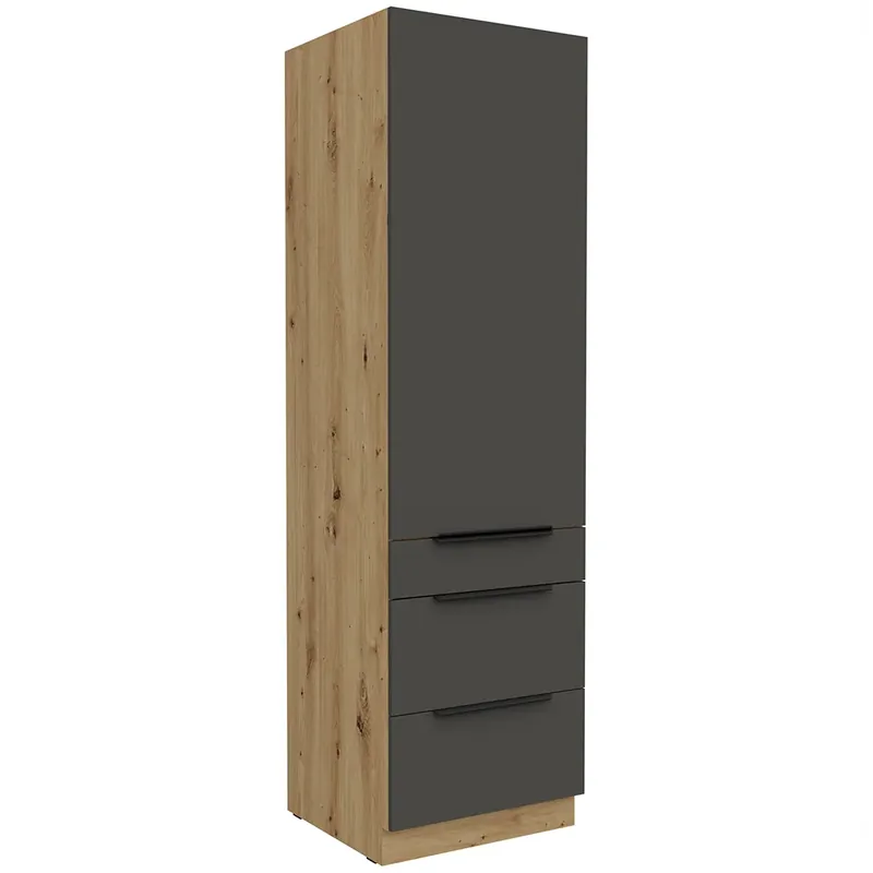 Značkový ARIA pa vysoká skříňka 60 DKS-210 3S1F potravinová UNI DVÍŘKA 60 cm PREMIUM BOX artisan/šedá grafit
