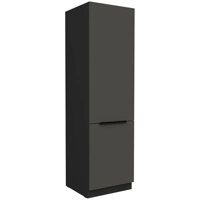 Výprodej ARIA pe vysoká skříňka 60 LO-210 2F na vestavnou lednici 60 cm ANTI FINGERPRINT povrch černá/šedá grafit