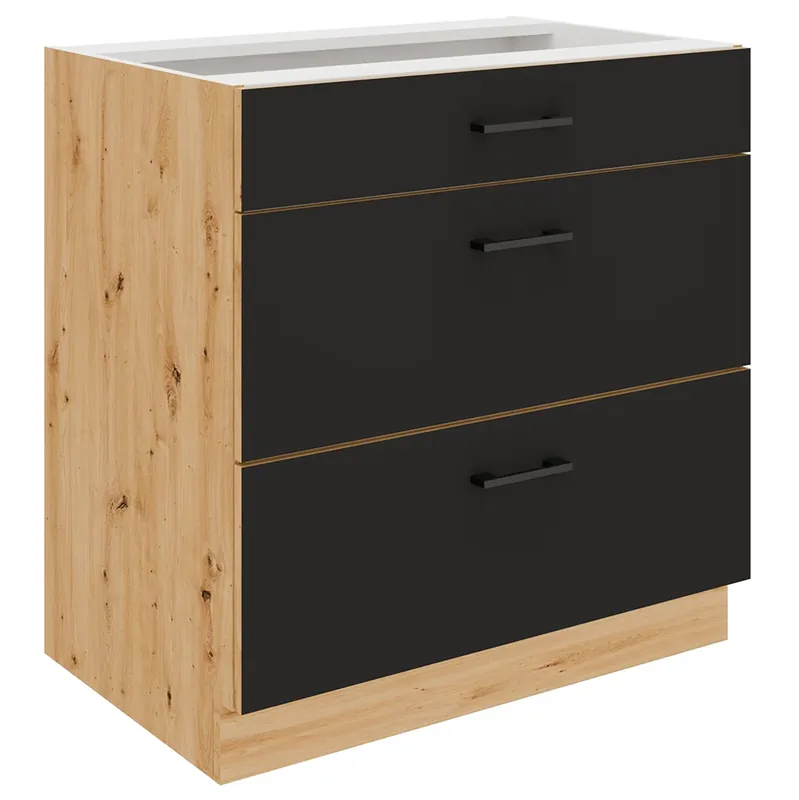 Omezená Nabídka MODENA dolní skříňka 80 D 3S se zásuvkami 80 cm PREMIUM BOX artisan/černá mat