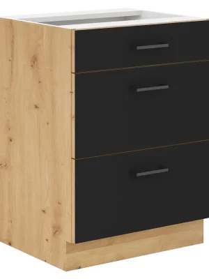 Super Cena MODENA dolní skříňka 60 D 3S se zásuvkami 60 cm QUADRO artisan/černá mat