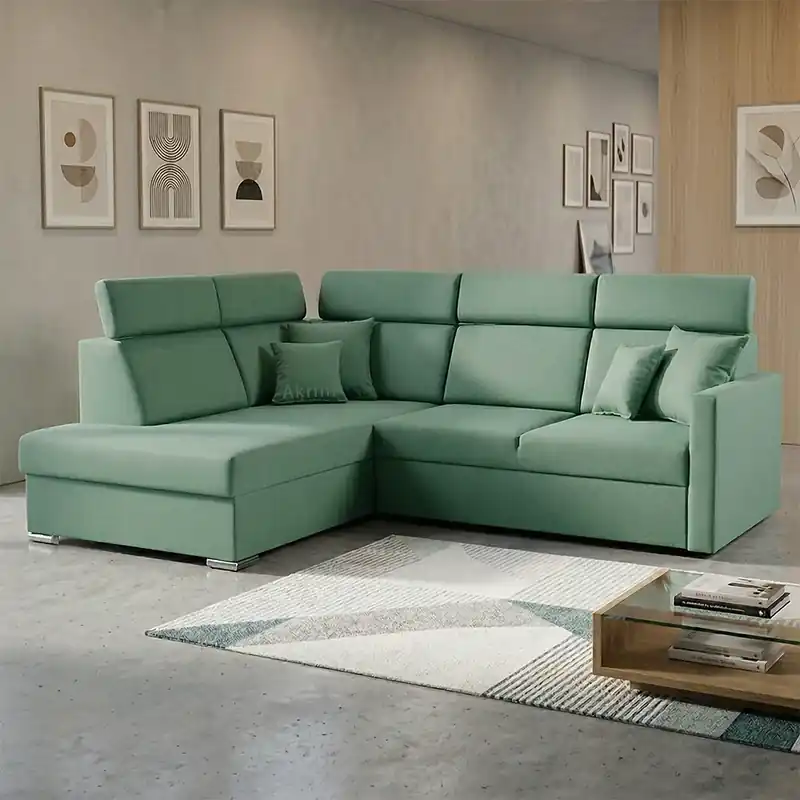 Sedací souprava SLIM XL 180x238 cm levá rozkládací + úložný prostor letto 75 mintová EASY CLEAN Must-Have