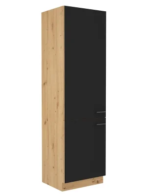 Víkendová Akce MODENA vysoká skříňka 60 LO-210 2F na vestavnou lednici 60 cm artisan/černá