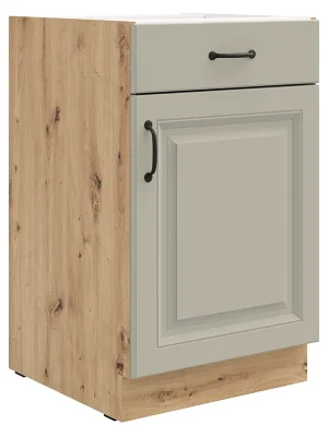 STILO ac dolní skříňka 50 D 1F 1S se zásuvkou PREMIUM BOX 50 cm UNI dvířka artisan/světle šedá Finální Výprodej