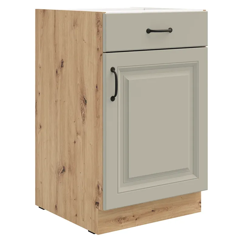 STILO ac dolní skříňka 50 D 1F 1S se zásuvkou PREMIUM BOX 50 cm UNI dvířka artisan/světle šedá Finální Výprodej