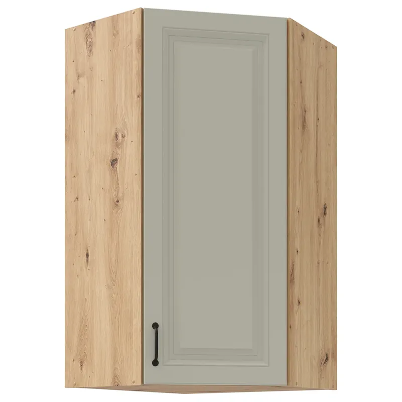 Nízká Cena STILO ac horní skříňka 60x60 GN-108 1F (45°) rohová s policemi EXTRA VYSOKÁ UNI dvířka artisan/světle šedá