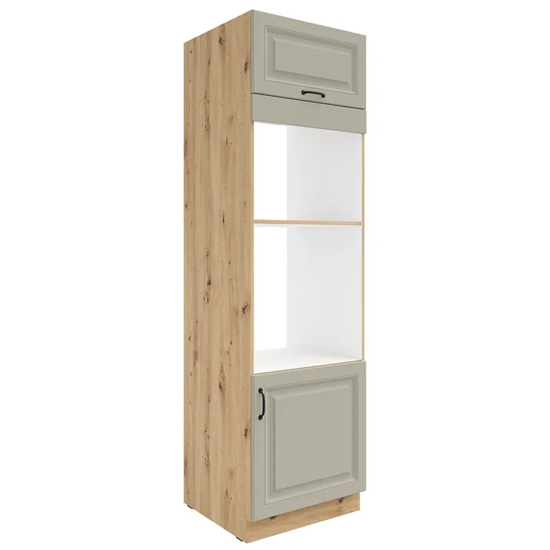 Akční Nabídka STILO ac vysoká skříňka 60 DPM-210 2F na vestavnou troubu a mikrovlnku 60 cm UNI dvířka artisan/světle šedá