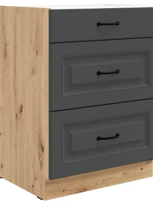 STILO gr dolní skříňka 60 D 3S se zásuvkami PREMIUM BOX 60 cm artisan/grafit Rychlé Dodání