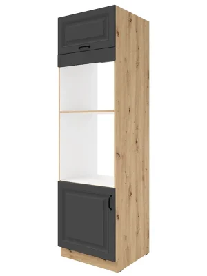 STILO gr vysoká skříňka 60 DPM-210 2F na vestavnou troubu a mikrovlnku 60 cm UNI dvířka artisan/grafit Výhodná Nabídka