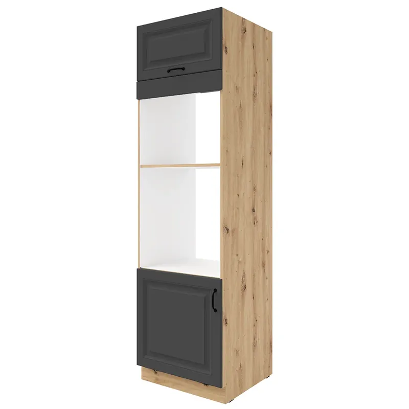 STILO gr vysoká skříňka 60 DPM-210 2F na vestavnou troubu a mikrovlnku 60 cm UNI dvířka artisan/grafit Výhodná Nabídka
