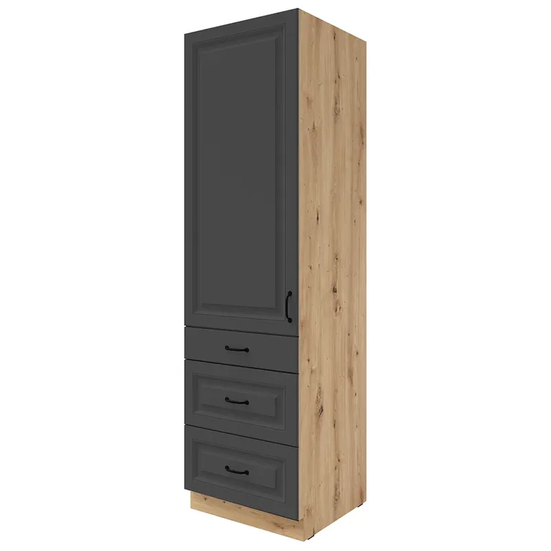 Super Cena STILO gr vysoká skříňka 60 DKS-210 3S 1F potravinová 60 cm UNI dvířka artisan/grafit