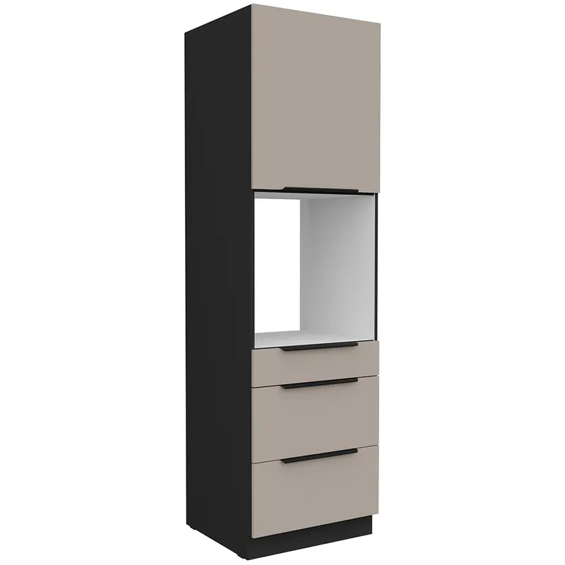 ARIA cb vysoká skříňka 60 DPS-210 3S1F na vestavnou troubu PREMIUM BOX 60 cm ANTI FINGERPRINT povrch černá/béžová Cenová Bomba