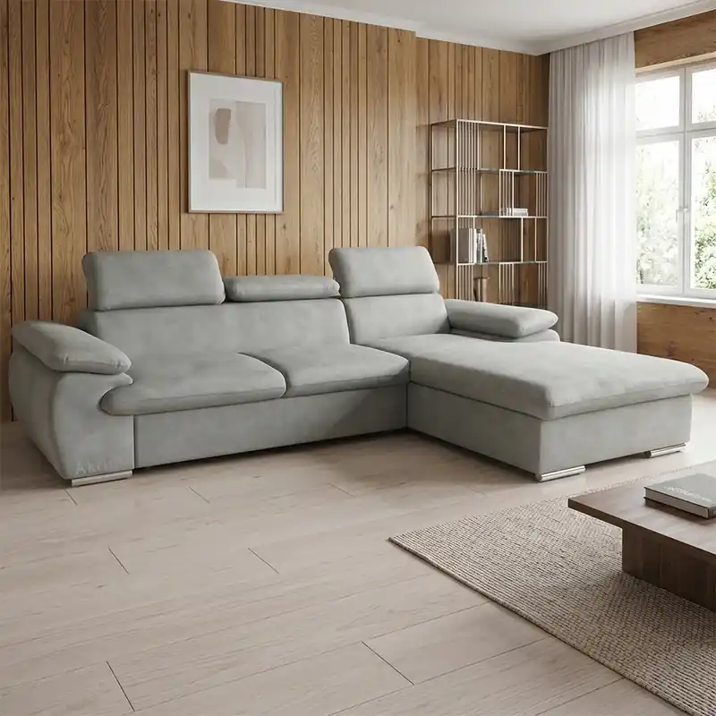 Sedací souprava COOL 281x191 cm rozkládací + úložný prostor PRAVÁ lounge 18 světle šedá Vrácení Zdarma
