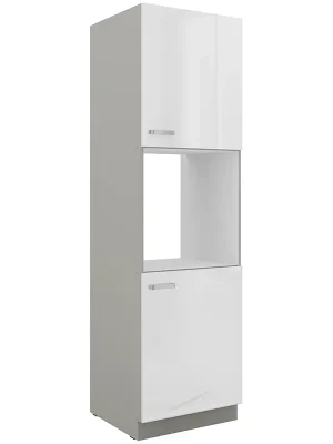 Vrácení Zdarma BIANCA sb vysoká skříňka 60 DP-210 2F na vestavnou troubu 60 cm světle šedá/bílá lesk