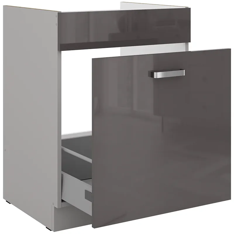 GREY gr dolní skříňka 60 ZL 1S dřezová 60 cm PREMIUM BOX světle šedá/tmavě šedá lesk Cenově Výhodný