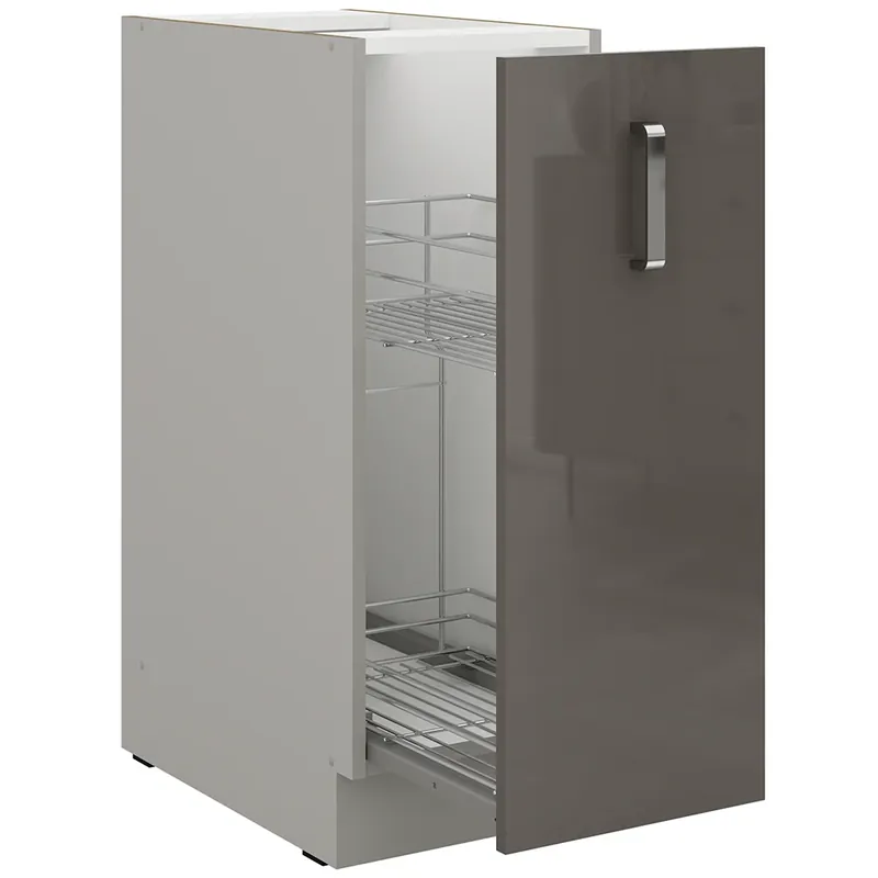 Akce GREY gr dolní skříňka 30 D CARGO s výsuvnou drátěnou policí 30 cm světle šedá/tmavě šedá lesk