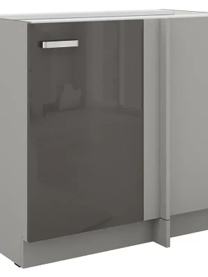Akční Cena GREY gr dolní skříňka 105 ND 1F rohová s policí 105x60 cm světle šedá/tmavě šedá lesk