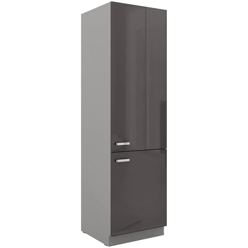 GREY gr vysoká skříňka 60 LO-210 2F na vestavnou lednici 60 cm světle šedá/tmavě šedá lesk Ihned K Objednání