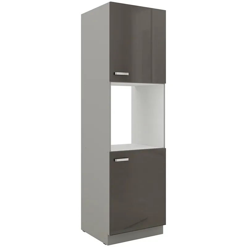 GREY gr vysoká skříňka 60 DP-210 2F na vestavnou troubu 60 cm světle šedá/tmavě šedá lesk Vrácení Zdarma