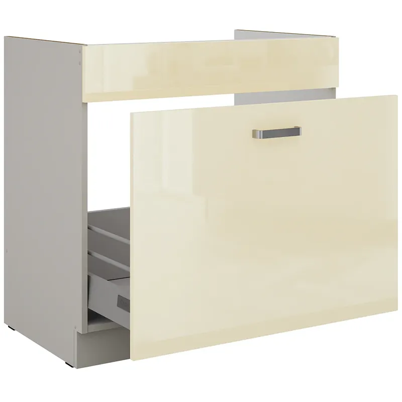 KARMEN dolní skříňka 80 ZL 1S dřezová 80 cm PREMIUM BOX světle šedá/krémová lesk Ověřený