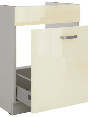Top Prodej KARMEN dolní skříňka 60 ZL 1S dřezová 60 cm PREMIUM BOX světle šedá/krémová lesk