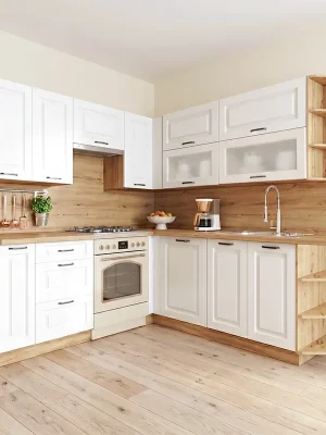 Akce Kuchyňská linka SMART b 200x200 cm VÝBĚR KORPUSU a KOVÁNÍ bílá mat