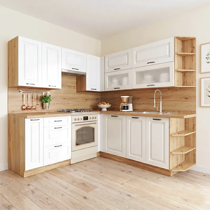Akce Kuchyňská linka SMART b 200x200 cm VÝBĚR KORPUSU a KOVÁNÍ bílá mat