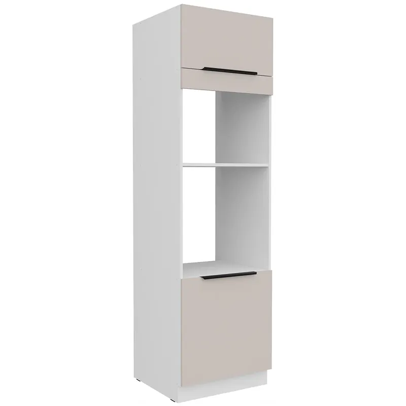Vysoce Kvalitní COMO vysoká skříňka 60 DPM-210 2F na vestavnou troubu a mikrovlnku 60 cm bílá/kašmír
