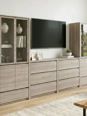 Tovární Cena Obývací stěna s vitrínami MONTANA 360 cm dub trufla