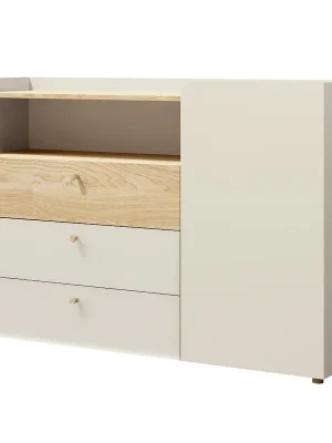 Vysoce Kvalitní YUKI a komoda 8 140 cm policový bežovošedá/dub