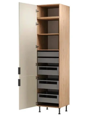 SORENTO pz vysoká skříňka D60T potravinová s policemi a zásuvkami 60 cm LEVÁ puccini/béžová Top Prodej