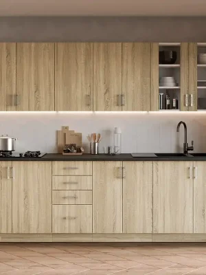 Akční Cena Levná kuchyňská linka SARA 260 cm bílá/dub sonoma