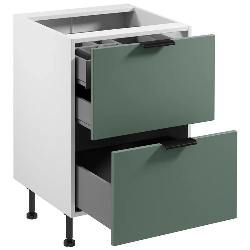 SORENTO jv dolní skříňka D60S2 + 1 skrytá zásuvka s příborníkem 60 cm bílá/zelená Speciální Cena