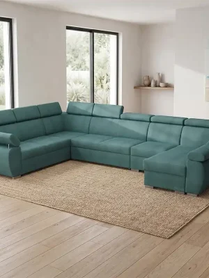 Zlevněný Sedací souprava BASTON 260x390x170 cm rozkládací + 2x úložný prostor VÝBĚR TKANIN