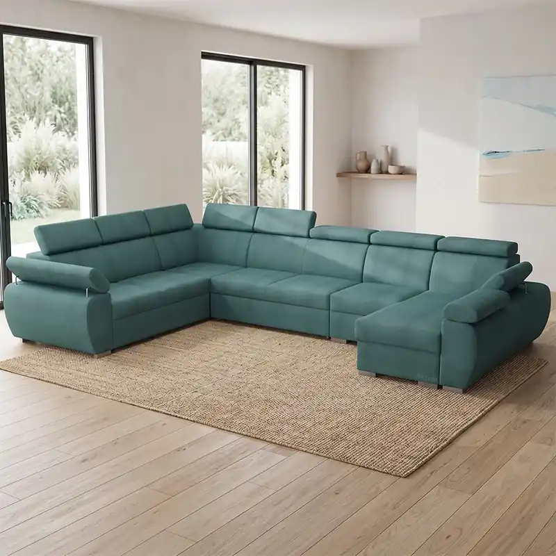 Zlevněný Sedací souprava BASTON 260x390x170 cm rozkládací + 2x úložný prostor VÝBĚR TKANIN