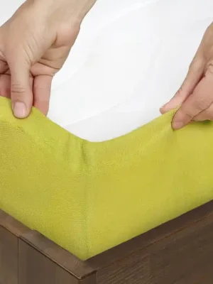 Výhodná Nabídka Prostěradlo froté, zlato olivové Dreamy Linens