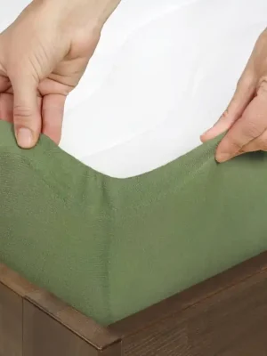 Prostěradlo froté, olivově zelené Dreamy Linens Nová Kolekce