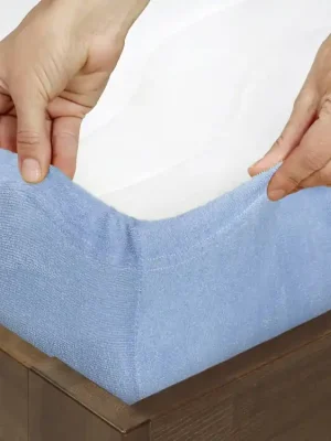 Zlevněný Prostěradlo froté, světle modré Dreamy Linens