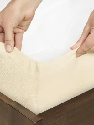 Prostěradlo froté, smetanové Dreamy Linens Cenově Výhodný