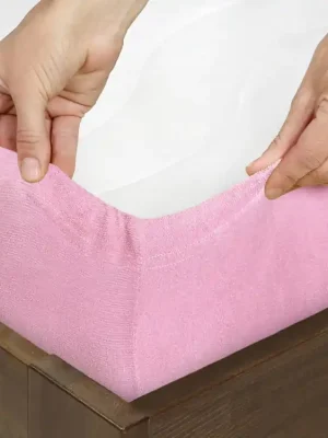 Prostěradlo froté, růžové Dreamy Linens Omezená Nabídka