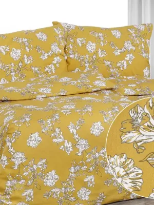Expresní Doručení Povlečení saténové, hořčicové Lilie Dreamy Linens