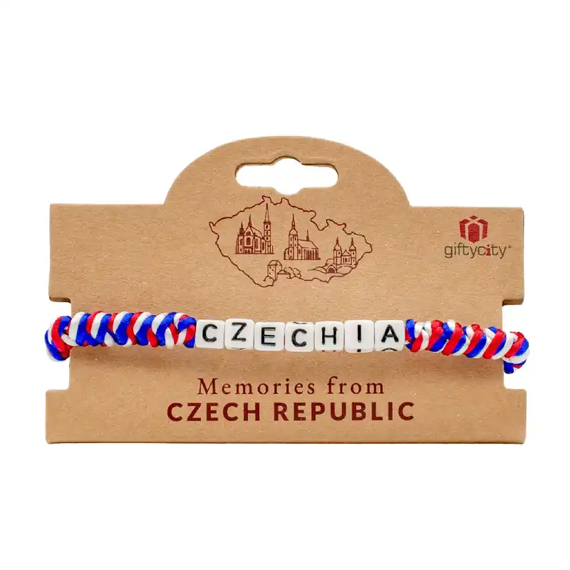 Pletený náramek Czechia v barvách trikolóry GiftyCity Sleva