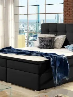 Jen Po Omezenou Doba Kontinentální postel Boxspring INNA černá ekokůže - Vyberte rozměry 140 x 200 cm