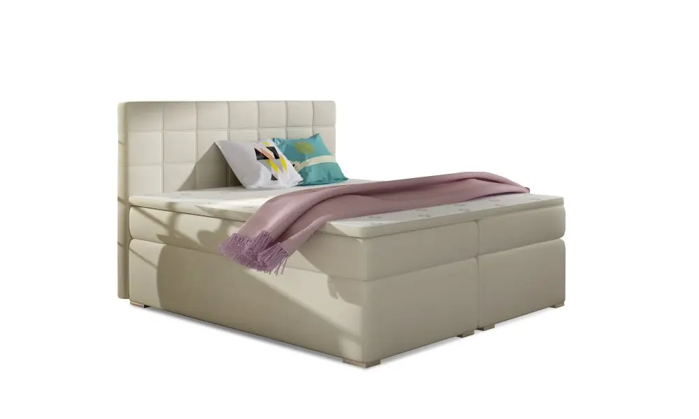 Objednat Nyní Kontinentální postel Boxspring LUCIE béžová ekokůže - Vyberte rozměry 160 x 200 cm