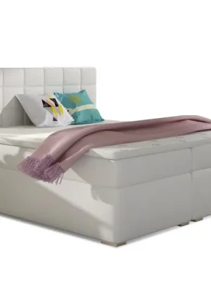 Objednat Nyní Kontinentální postel Boxspring LUCIE bílá ekokůže - Vyberte rozměry 180 x 200 cm