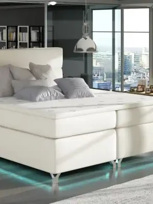 Kontinentální postel Boxspring MADEIRA béžová ekokůže - Vyberte rozměry 140 x 200 cm Odeslání Ihned