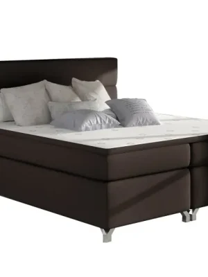 Kontinentální postel Boxspring MADEIRA hnědá ekokůže - Vyberte rozměry 180 x 200 cm Značkový