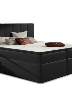 Omezená Nabídka Kontinentální postel Boxspring MARIO černá ekokůže - Vyberte rozměry 180 x 200 cm