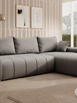 Rozkládací rohová sedačka VELURO 259x180 - Barva šedá eup349208euv1Umístnění rohu univerzální Cenově Výhodný