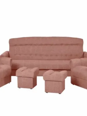 Časově Omezené Sedací souprava ARNOLD 3 + 1 + 1 + taburety - Barva růžová eup347975euv1