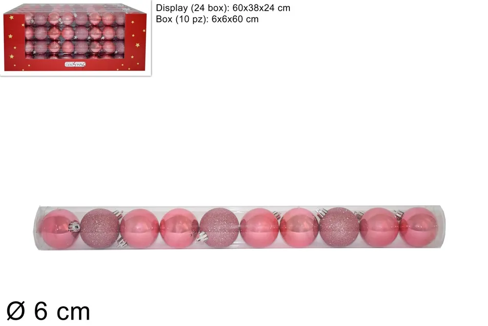 Zlevněný PROHOME - Koule vánoční 6cm sytě růžové balení 10ks